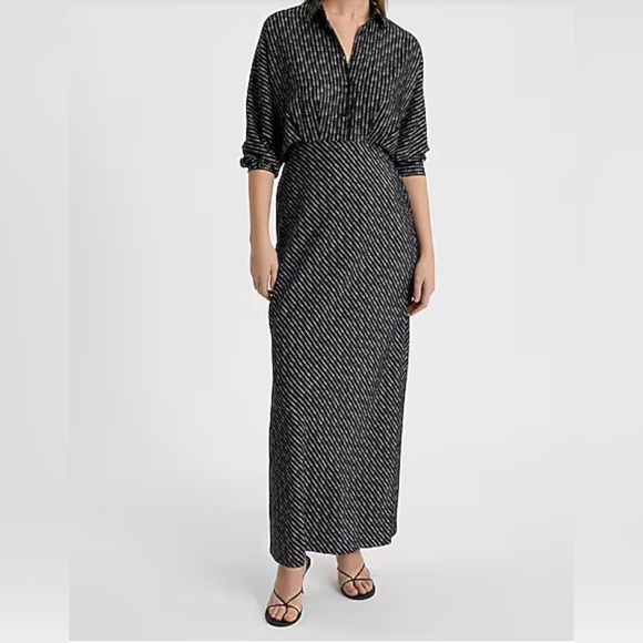 🆕 Express Printed Half Button Up Portofino Maxi Shirt Dress. - Picture 1 of 4